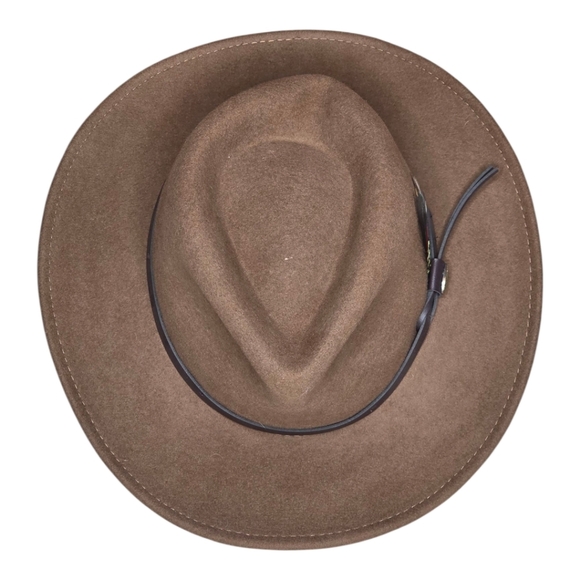 Scala Outback Pecan Wool Fedora Hat M Crushable Water Repellent Feather Unisex - Picture 13 of 15